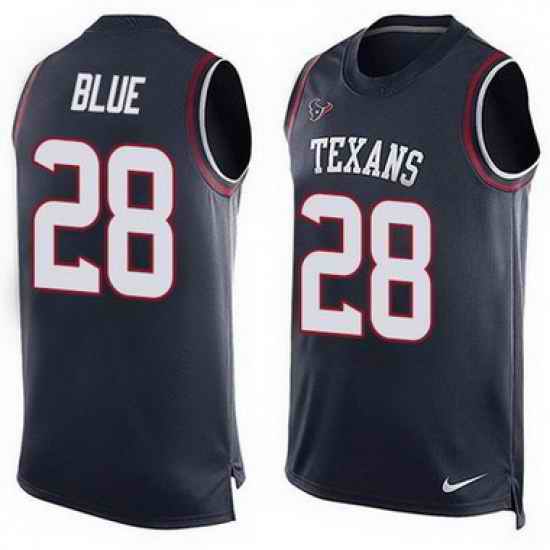 Nike Texans #28 Alfred Blue Navy Blue Team Color Mens Stitched NFL Limited Tank Top Jer